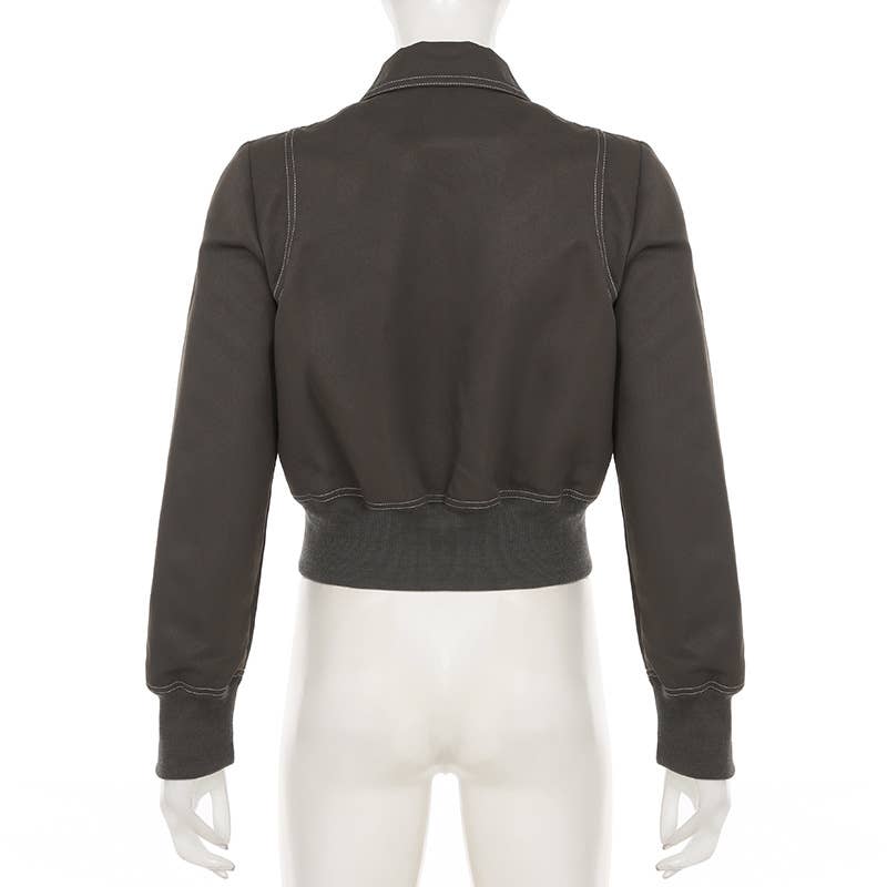 Zipper collar design feeling short jacket