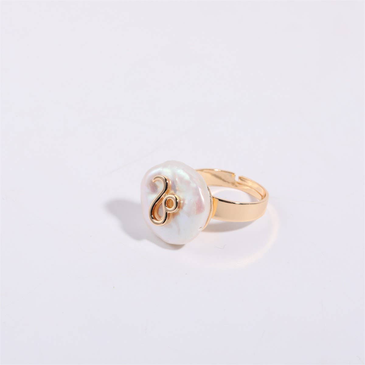 12 Zodiac Signs Irregular Pearl Rings_CWMM5742