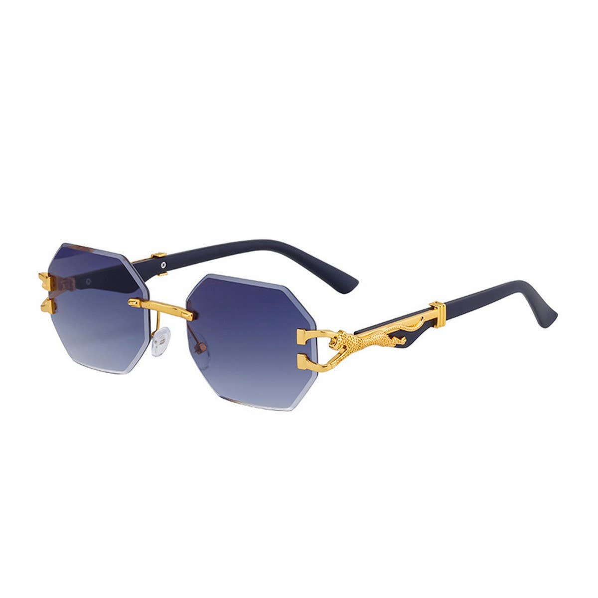 FAUX WOOD GRAIN LEOPARD TEMPLE SUNGLASSES