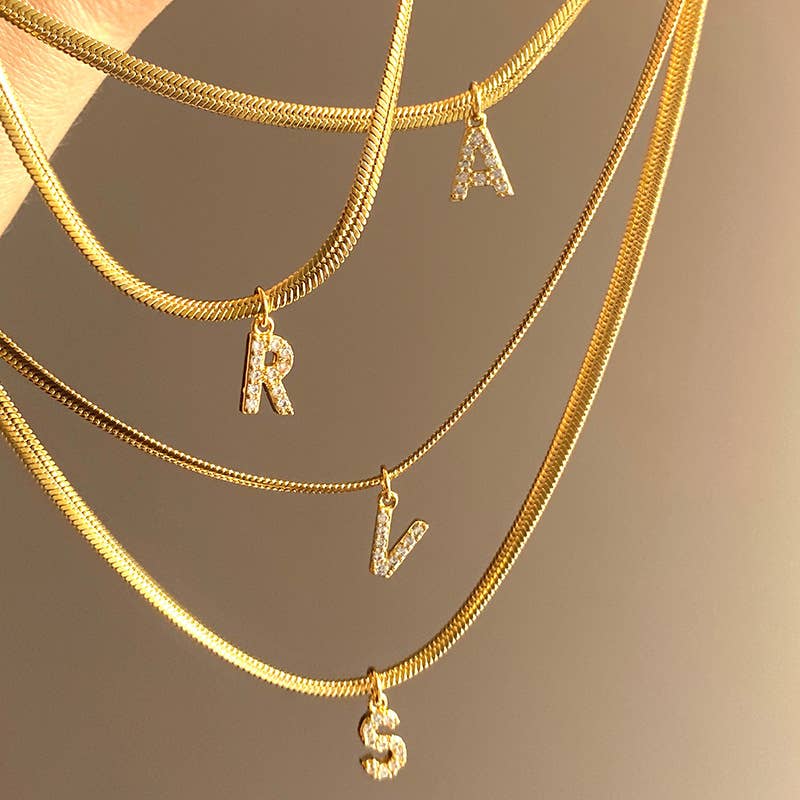 Titanium steel snake bone lock zircon pendant