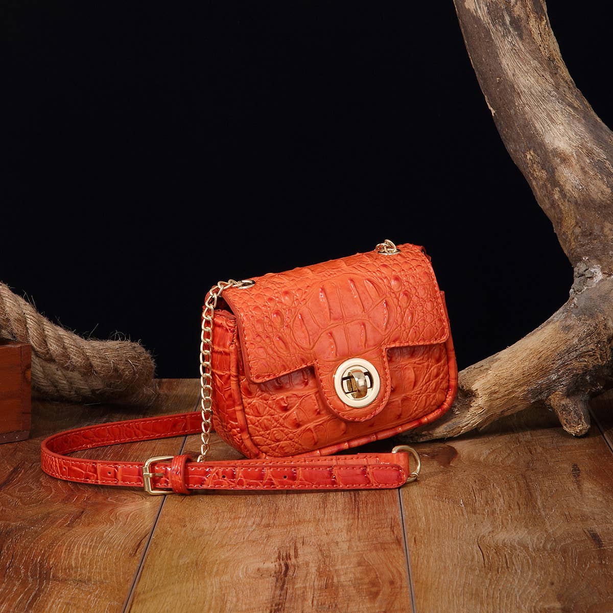 WOMEN MULTI-COLOR CROCODILE PATTERN SHOULDER BAG_CWAB2596