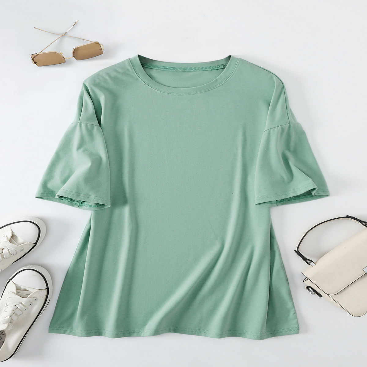 Women's Casual Oversized Tee, Crew Neck Design