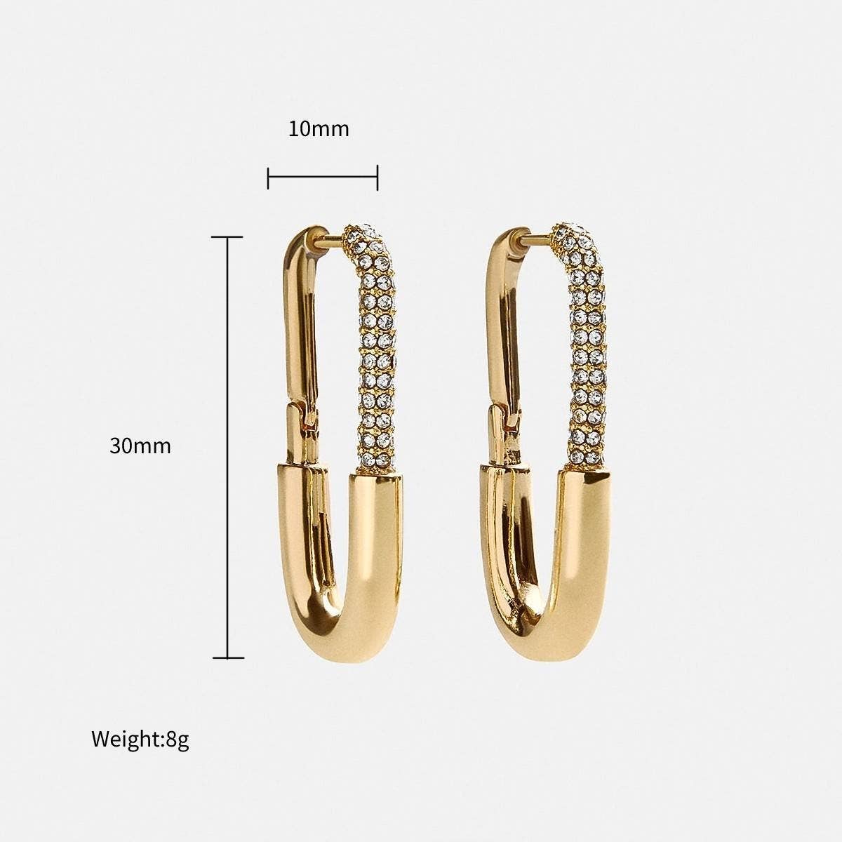 Vintage Zircon Square Round Long Gold Earrings