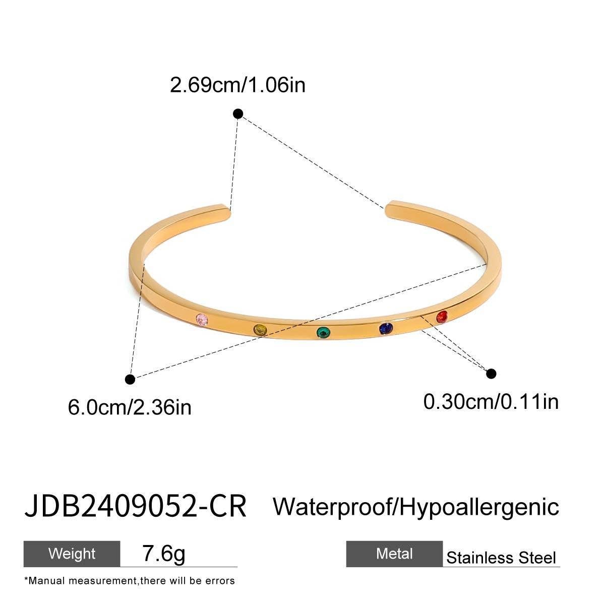 18K Gold Mixed Color Round Diamond Open Bracelet_CWAJE4727