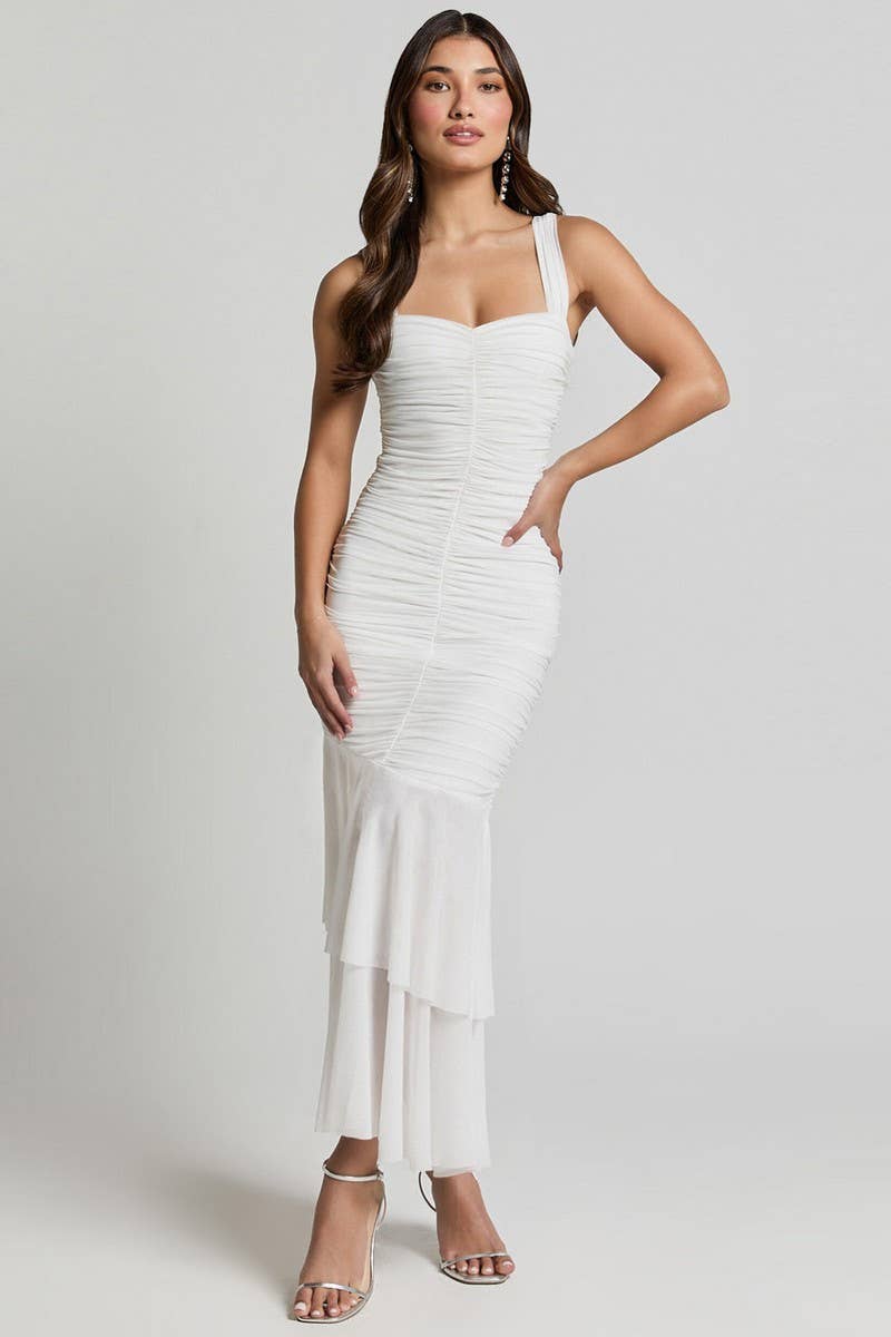 CWDMD4796_SUSPENDER DOUBLE-LAYER MESH SPLICING DRESS
