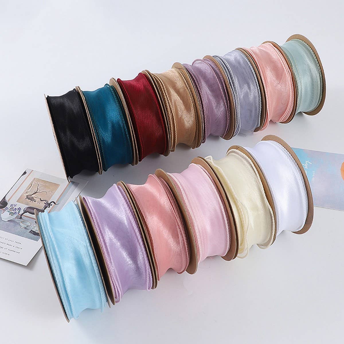 PLAIN FISHTAIL ORGANZA WITH FLORAL BINDINGDIYRIBBON_CWMM5788