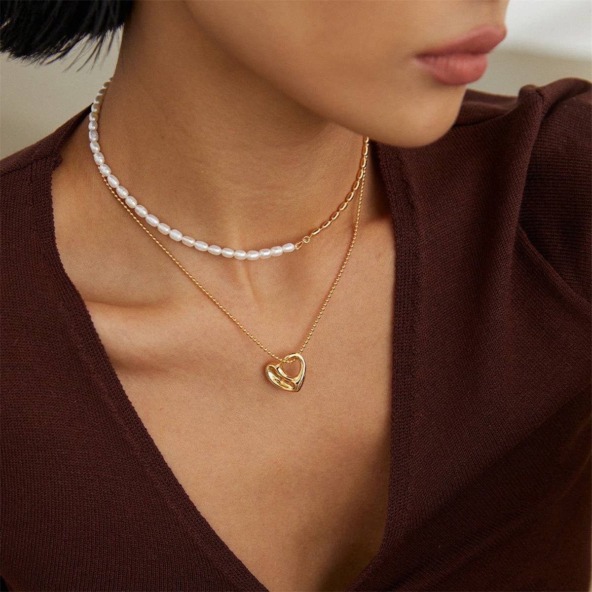 Design heart titanium steel necklace