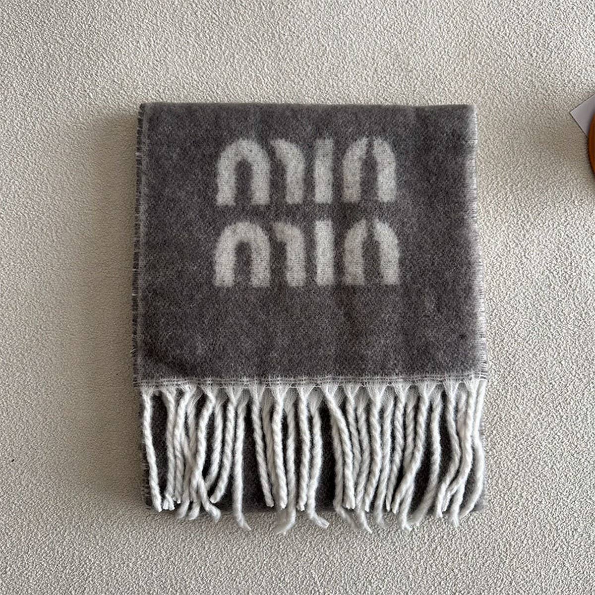 Letter Jacquard Wool Blend Reversible Scarf