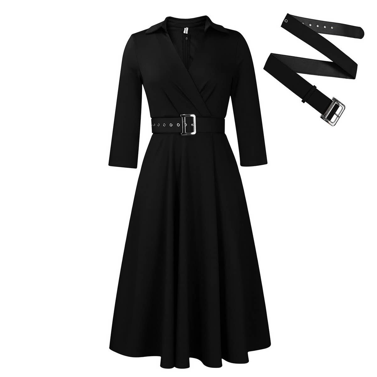 FASHIONABLE AND ELEGANT SOLID COLOR PLUS SIZEDRESS_CWDMD3659