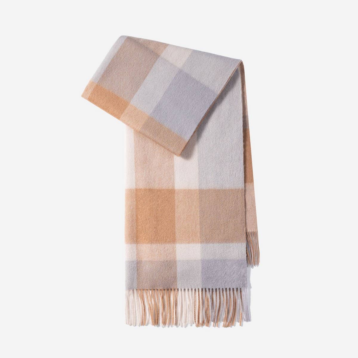 100% Wool Plaid Scarf – Long Warm Winter Wrap_CWASC1095