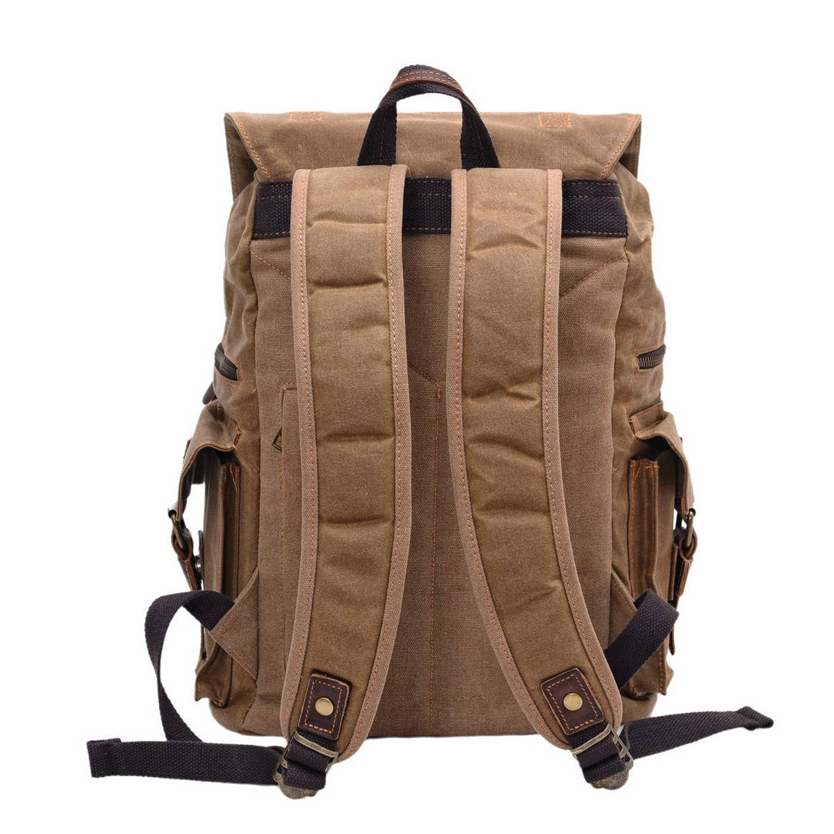 Vintage Waxed Canvas Leather Travel Backpack_CWAB5552