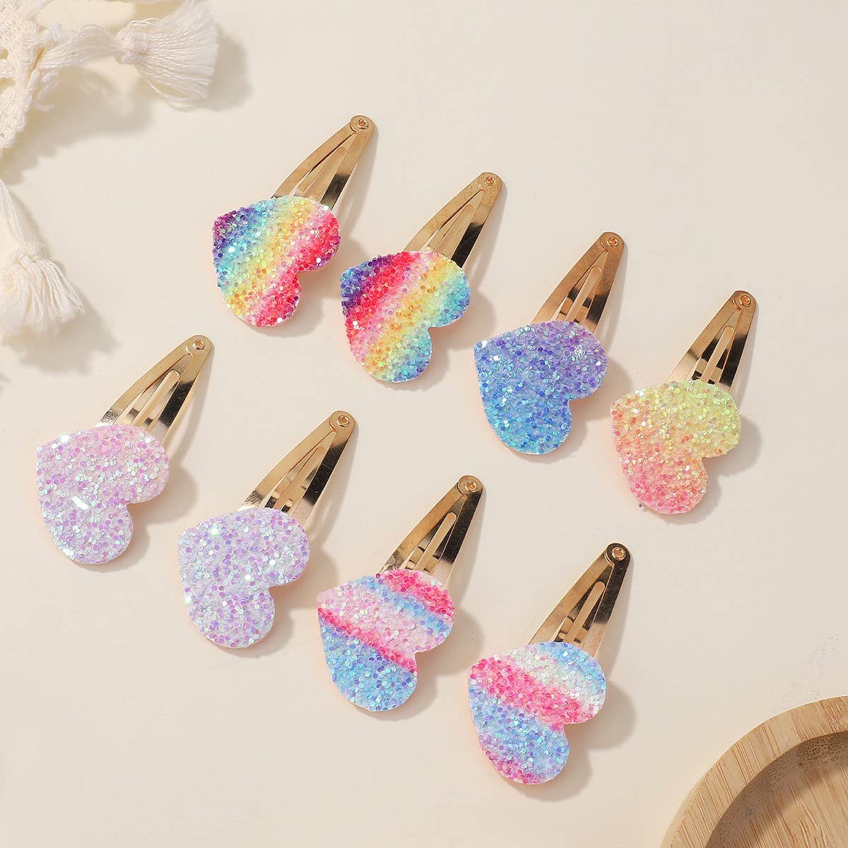 Glitter BB Clip Set with Stars & Hearts for Girls