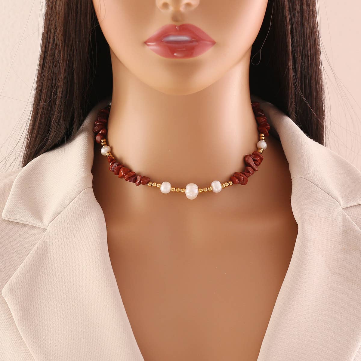 FASHION HANDMADE PEARL NATURAL STONE NECKLACE_CWAJE0640