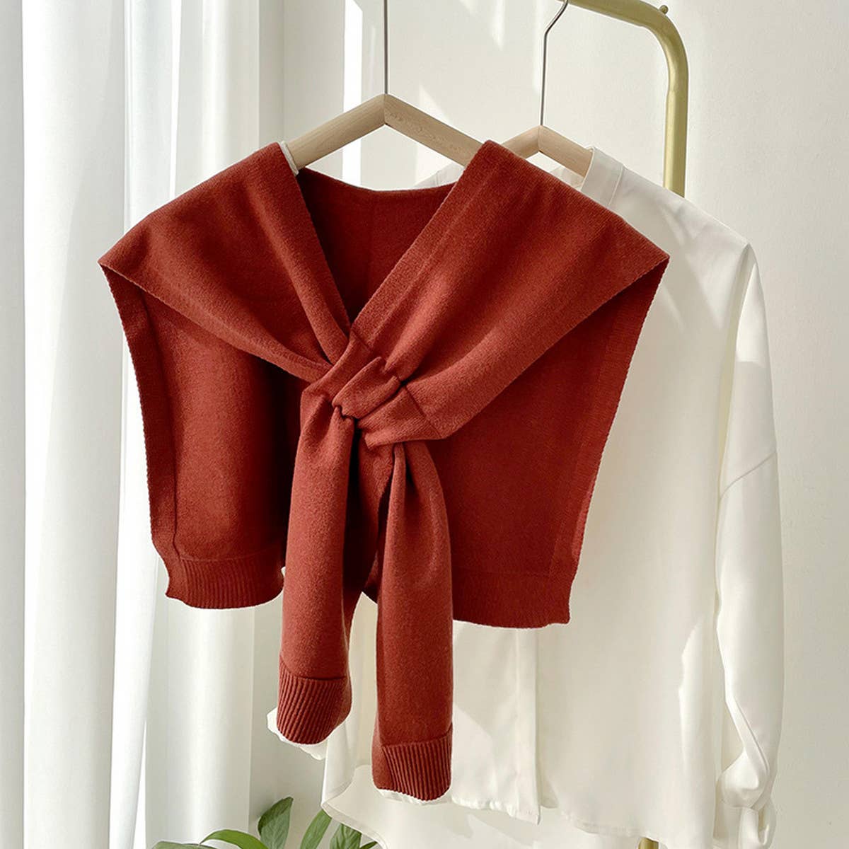 Solid Color Knitted Knotted Shawl??œCasual & Cozy _CWASC0757