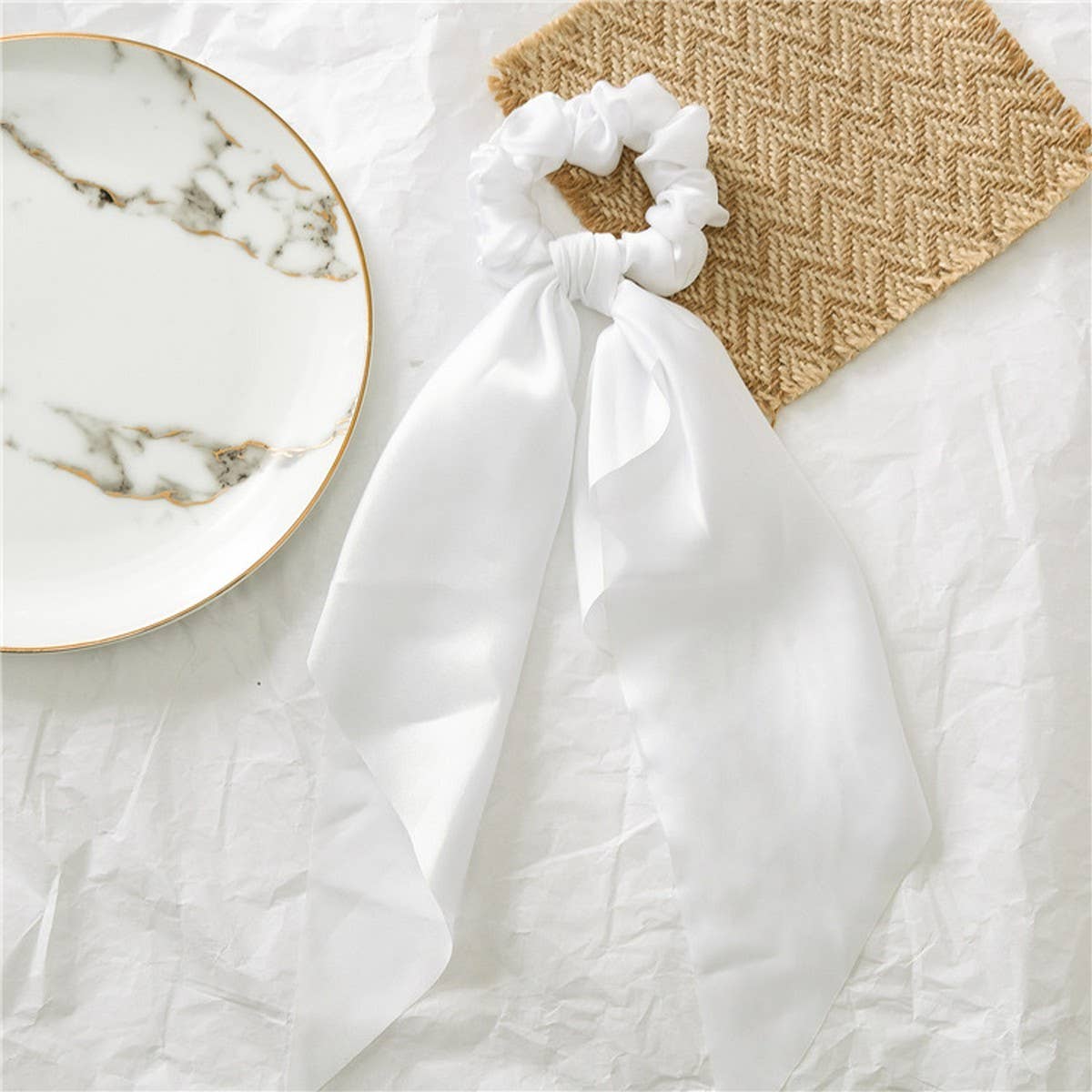 NEW SOLID COLOR KNOTTED RIBBON HAIR TIE_CWAHA0850