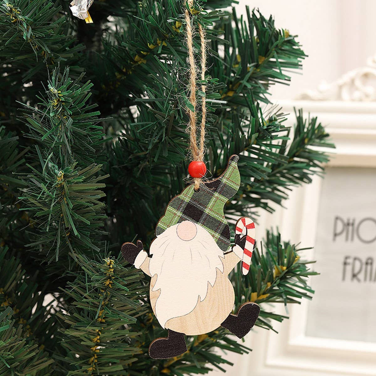 CHRISTMAS DECORATIONS PAINTED WOODEN PENDANTS