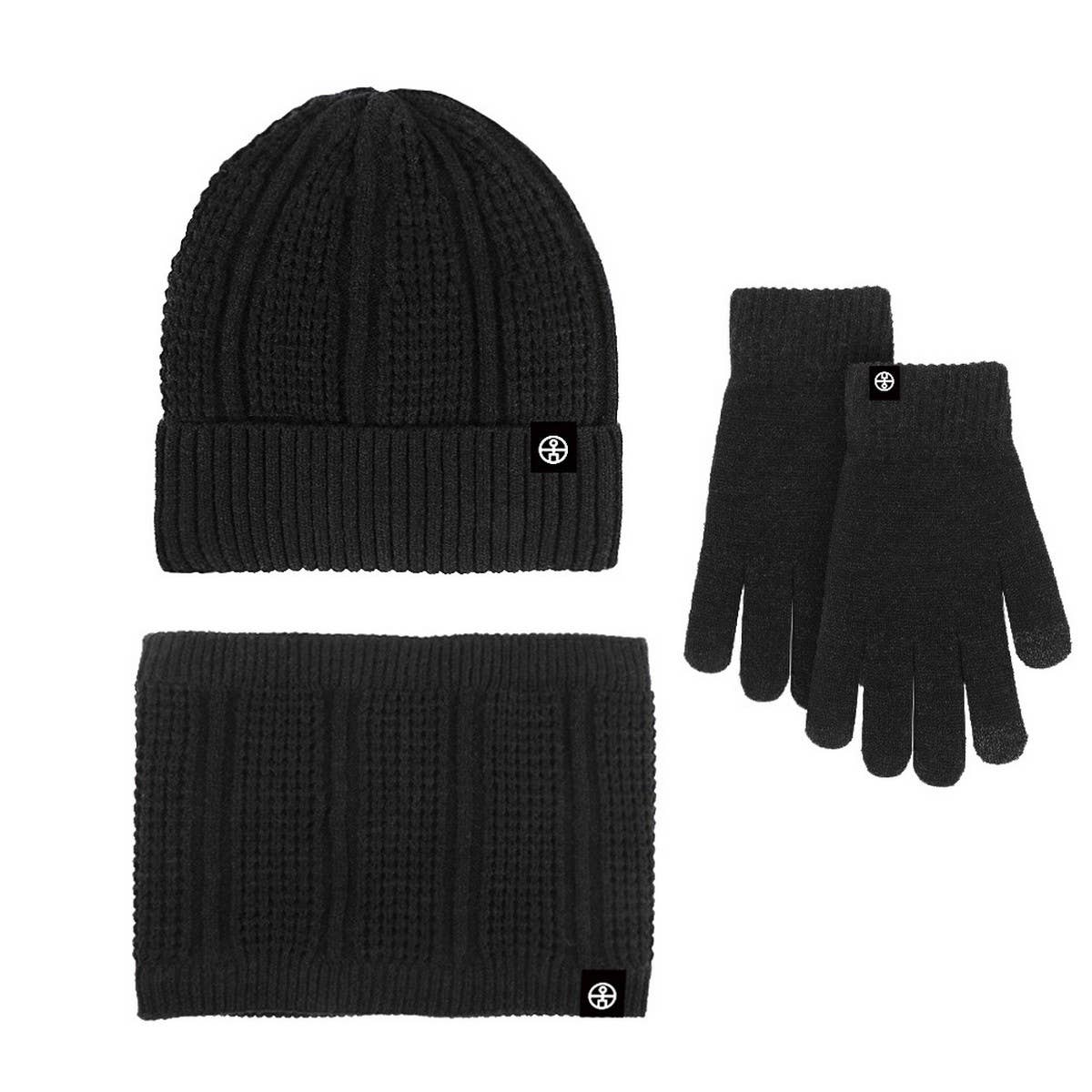 WINTER WOOL WARM PLUS FLEECE SCARF THREE PIECE SET
