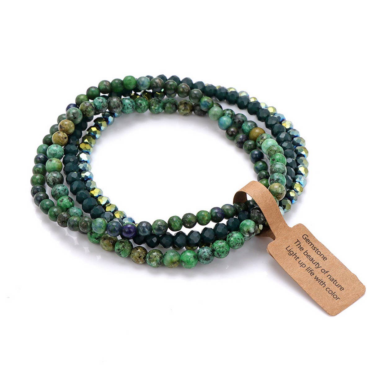 CWAJE4304_GLASS BEAD STONE BEADED FOUR-PIECE BRACELET