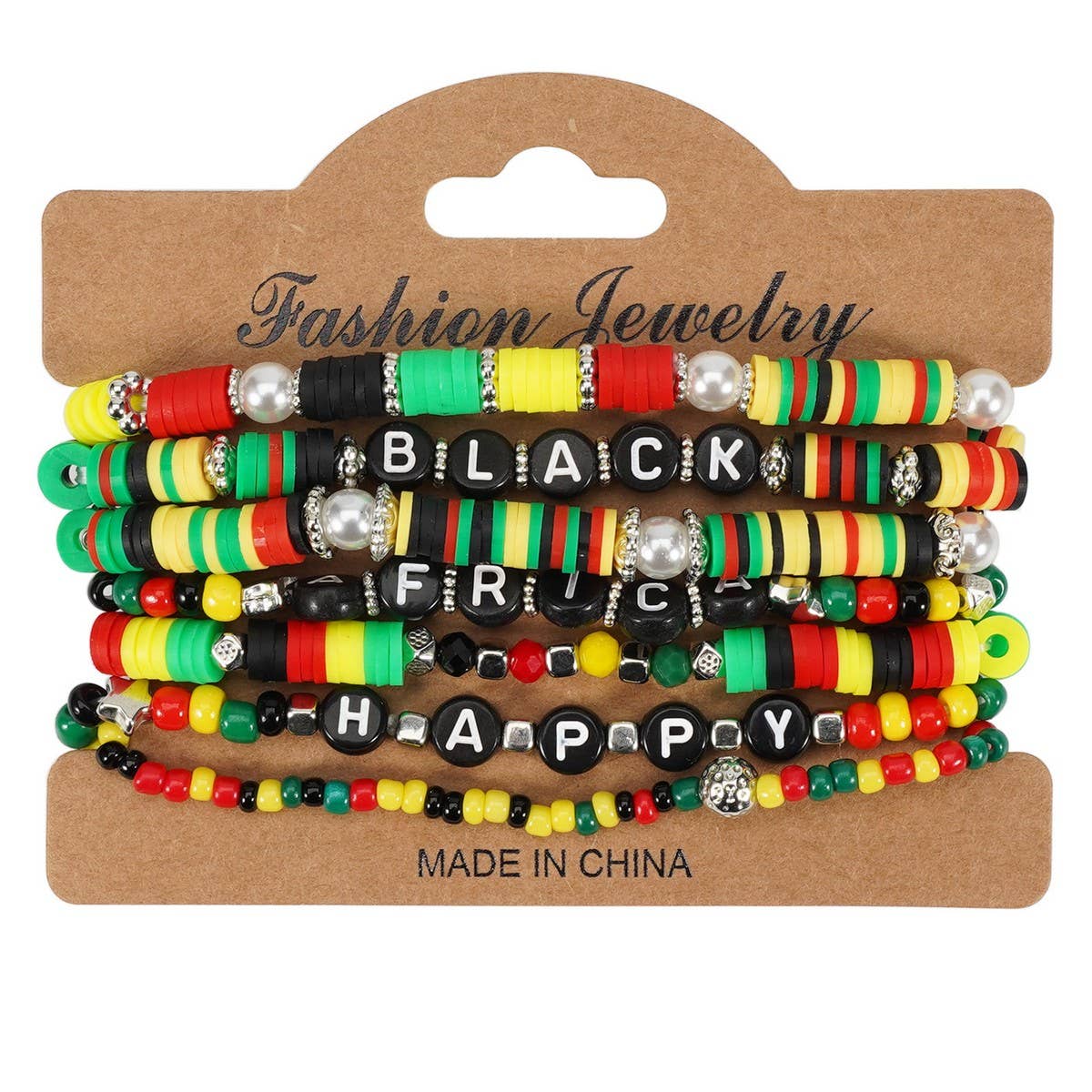 CWAJE05710_AFRICAN BOHO BEADED JUNETEENTH STRETCH BRACELET