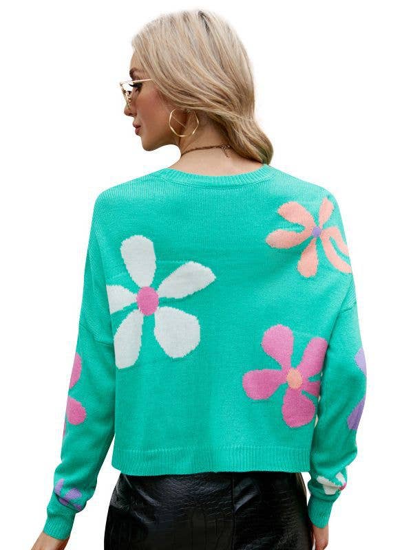 FLOWER SWEET PULLOVER LOOSE LONG-SLEEVED SWEATER