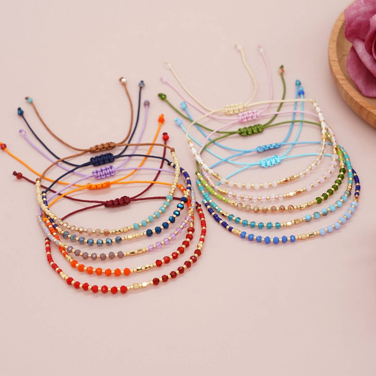 GRADIENT COLOR CRYSTAL FLAT BEAD BRACELET