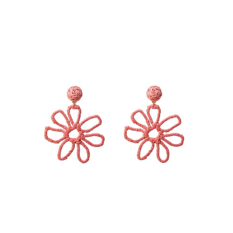 Colorful woven Raffia grass hollowed-out earrings