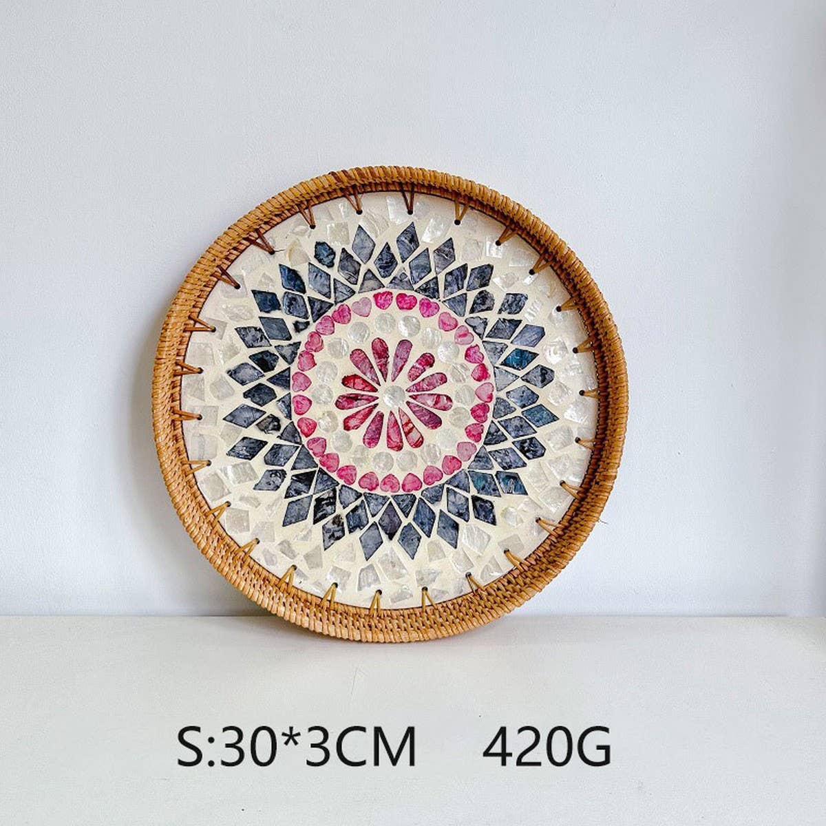 RATTAN SHELL BASKET STORAGE BASKET TRAY_CWMM4543