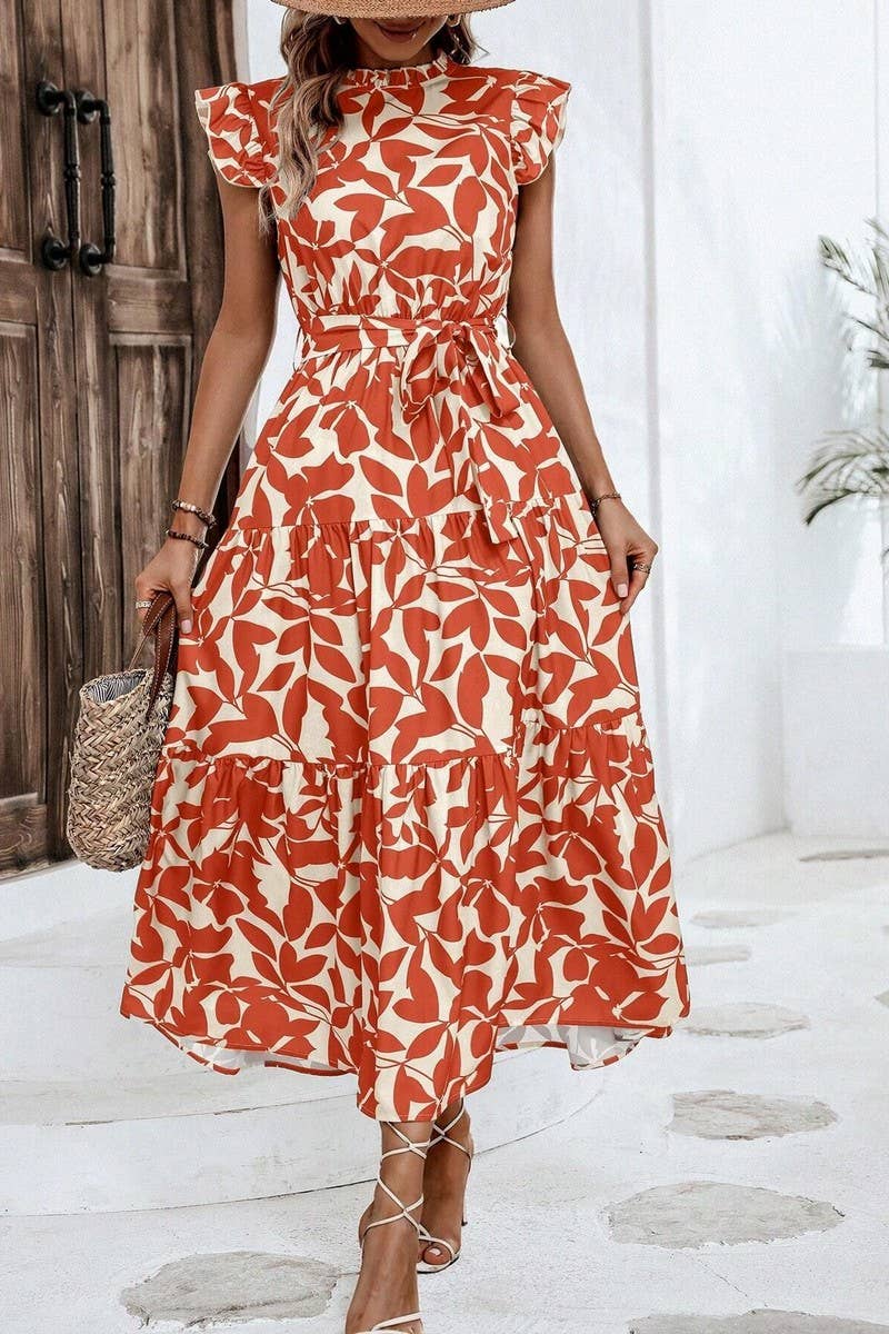 CWDMD4953_SUMMER RUFFLED FASHIONABLE PRINT FAIRY DRESS