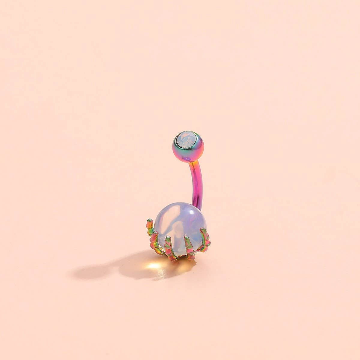 Colorful Skull Hand Belly Button Ring Piercing