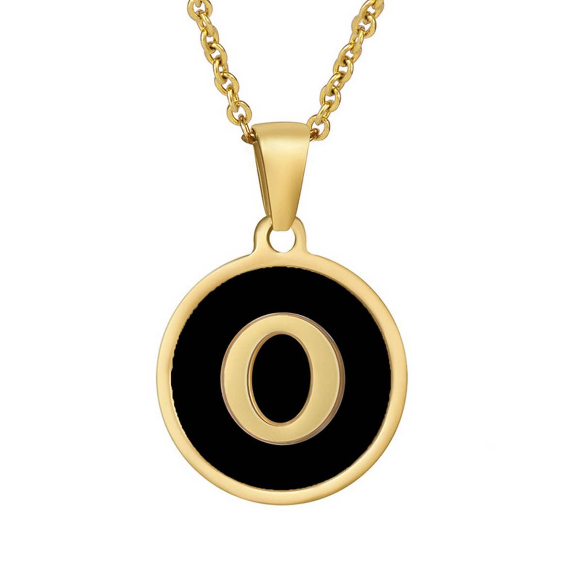 CIRCULAR SHELL ENGLISH LETTER PENDANT NECKLACE
