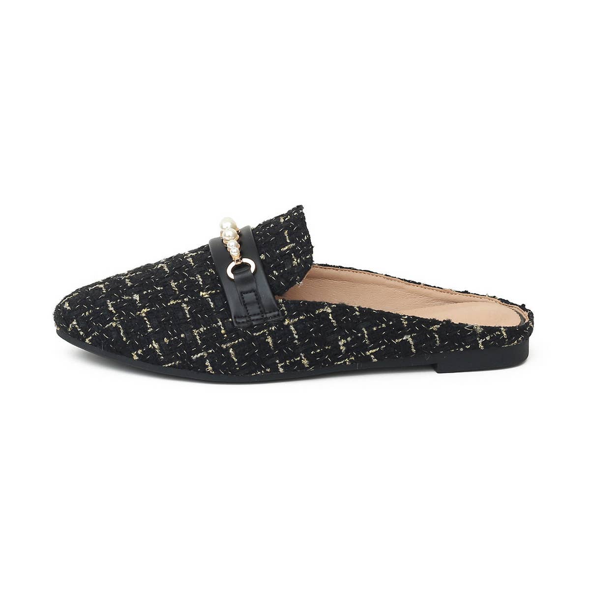 VERSATILE OUTER WEAR STRIPED FLAT BOTTOM MULES