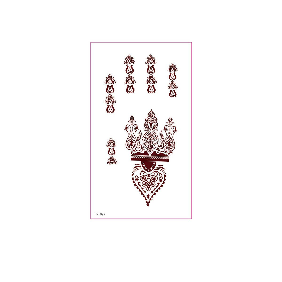 Brown Red Henna Style Tattoo Stickers Waterproof_CWMM8344