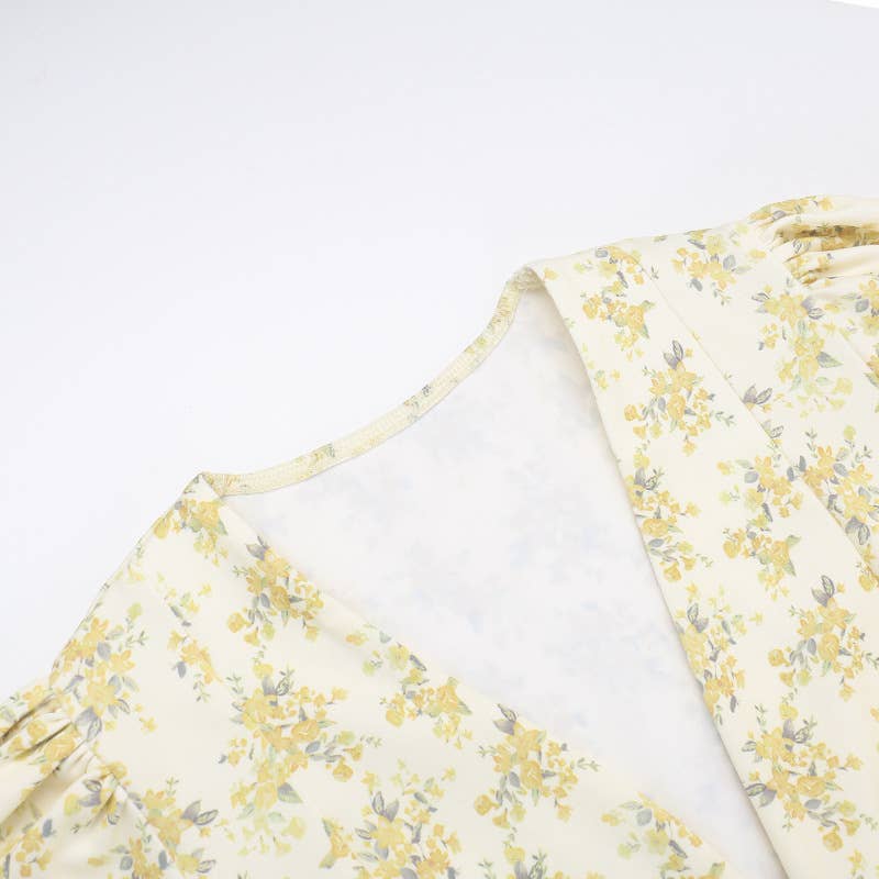 Floral V-Neck Bodycon Mini Dress
