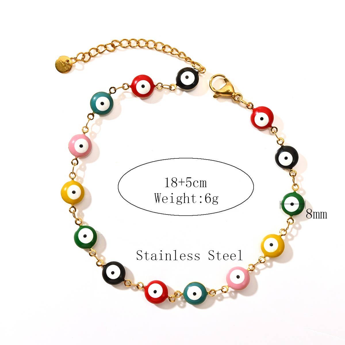 Classic 18K Stainless Steel Evil Eye Bracelet