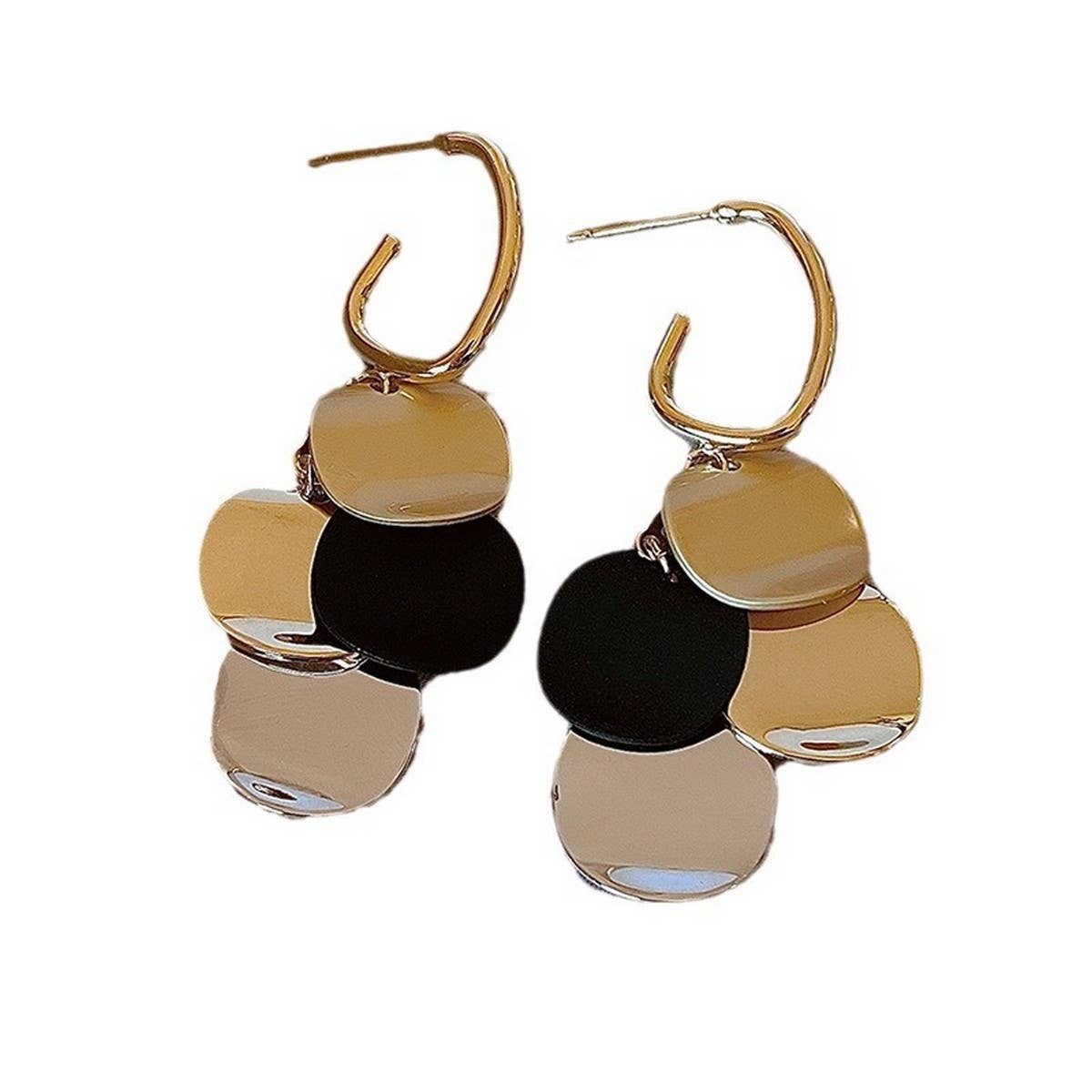 GEOMETRIC SEQUIN CIRCLE FASHION EARRINGS