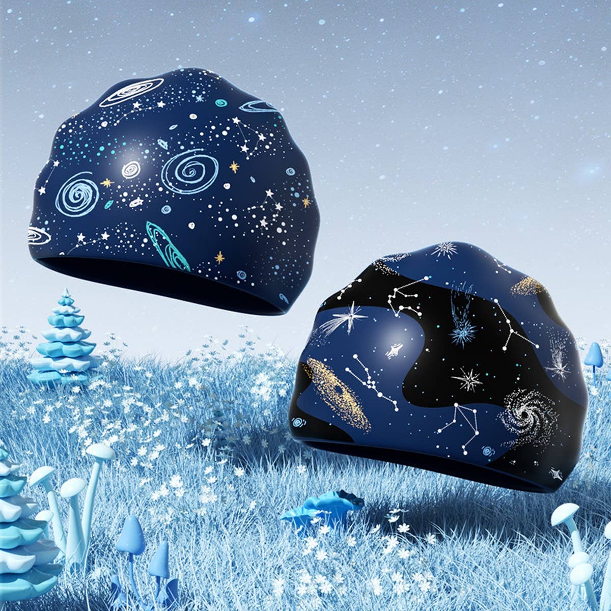 Boys' XL Silicone Swim Cap ?“Galaxy Print Comfy Fit_CWMM6785