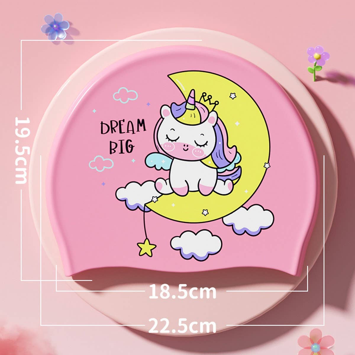 Girls Unicorn Swim Cap Silicone Waterproof Comfort