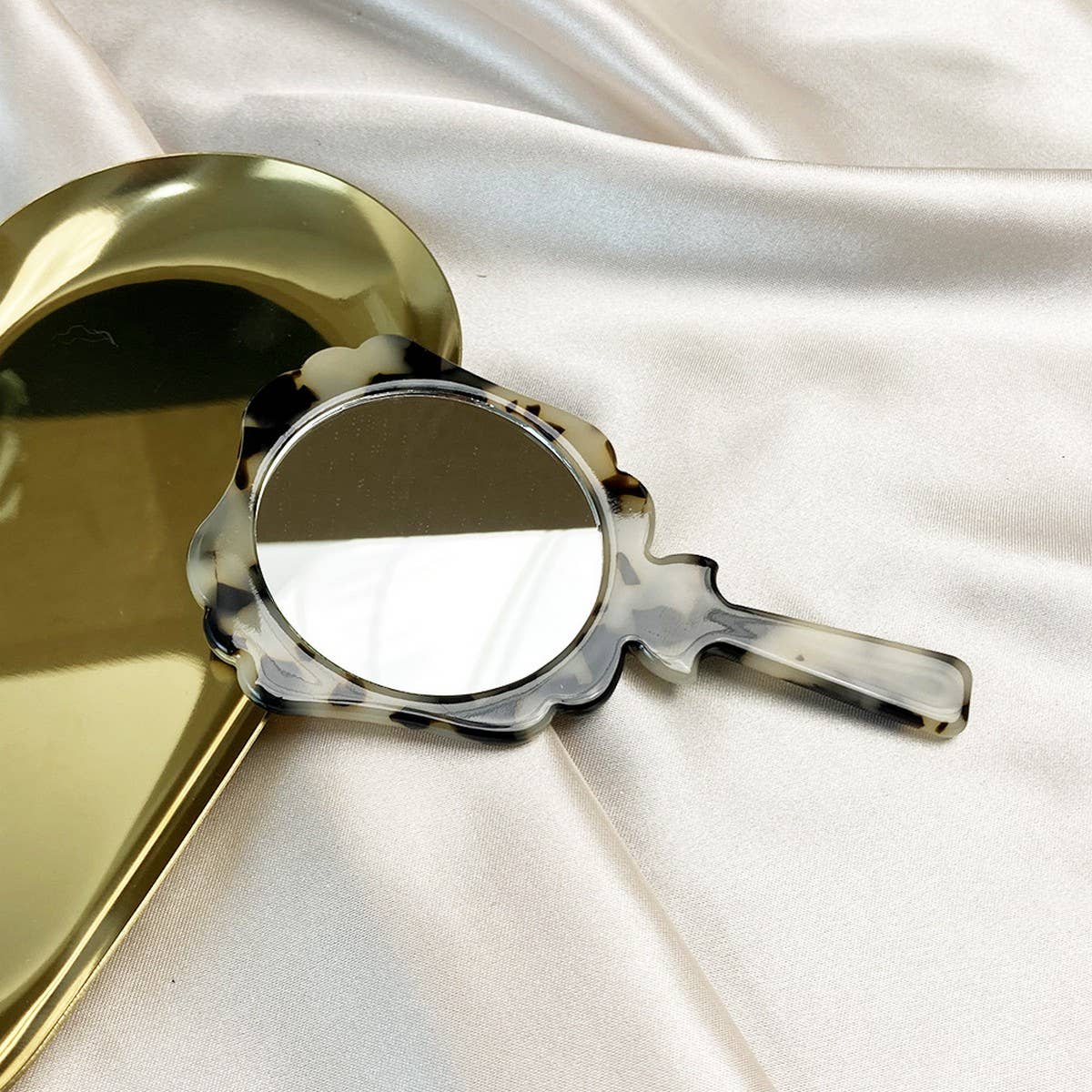 Geometric Acetate Handheld Makeup Mirror, Compact