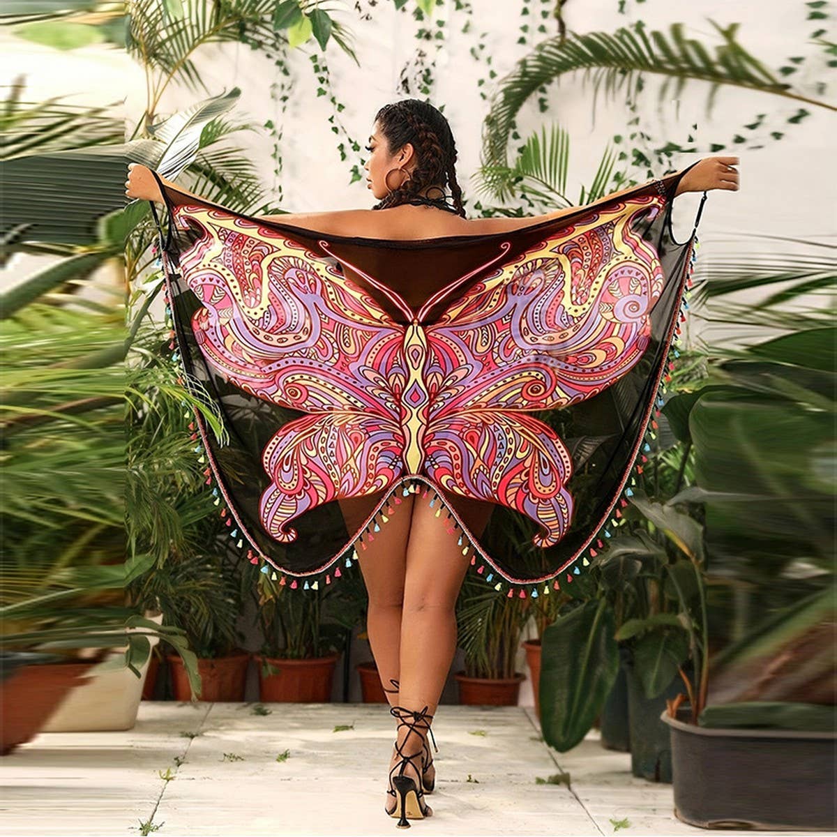Fairy Mesh Butterfly Sling Beach Dress, Multi-Way_CWBLS0495