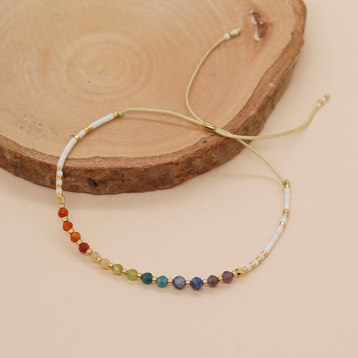 COLORFUL GRADIENT NATURAL STONE RICE BEAD BRACELET