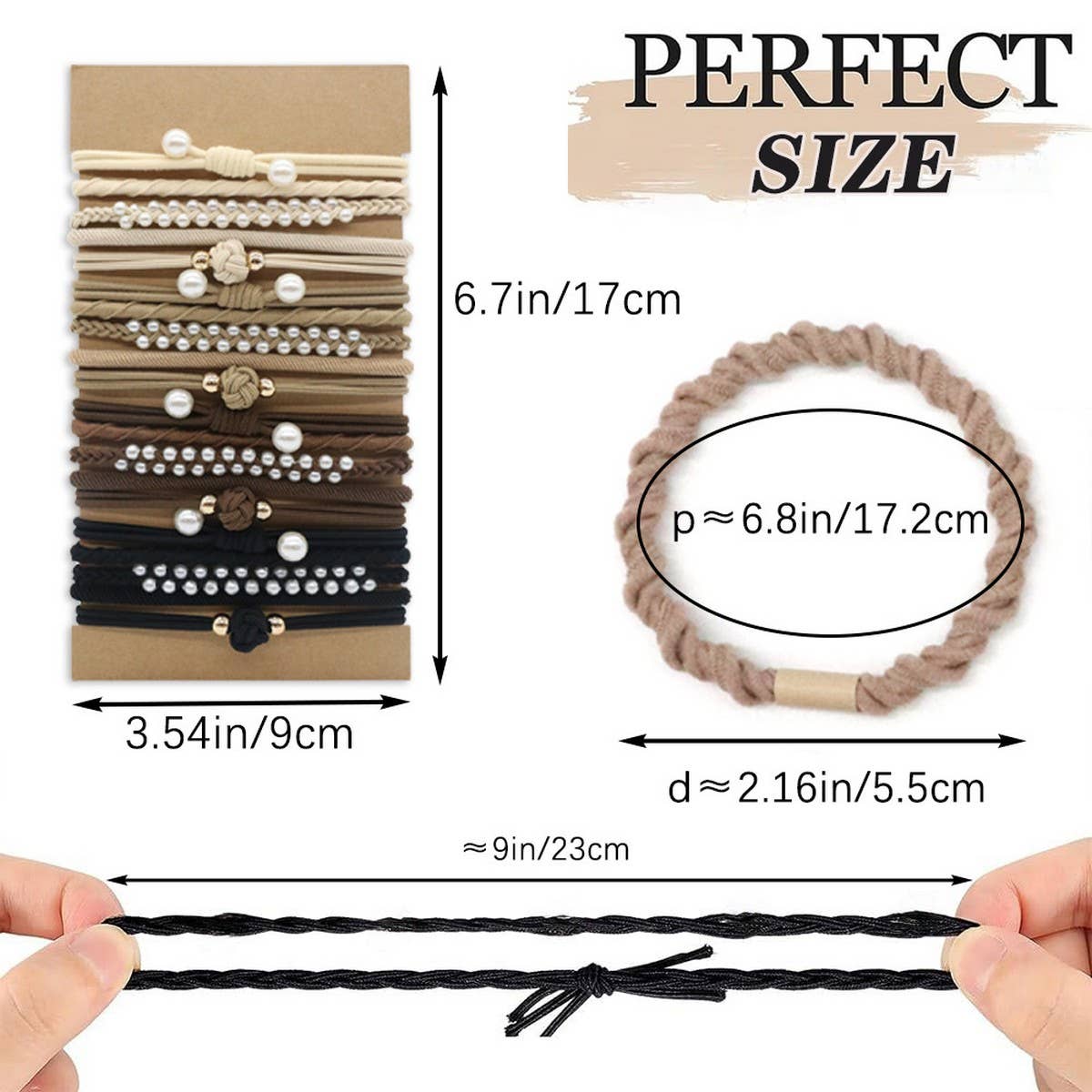 RETRO BROWN CARD HOLDER HAIR SCRUNCHIES_CWAHA2716