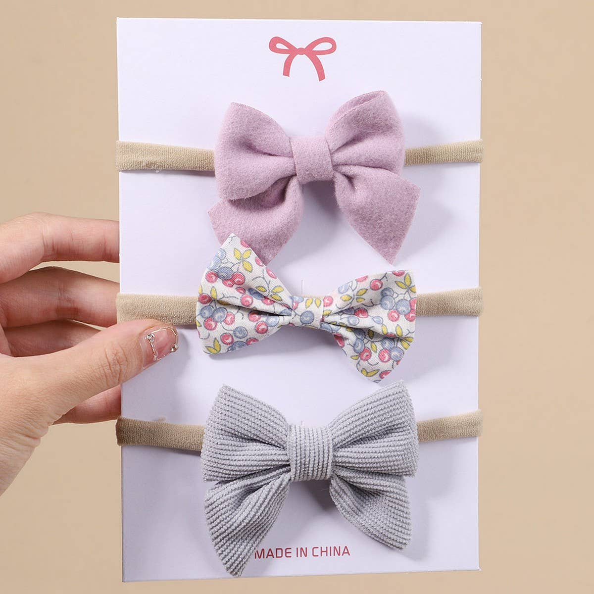Corduroy Bow Baby Headband Set for Girls