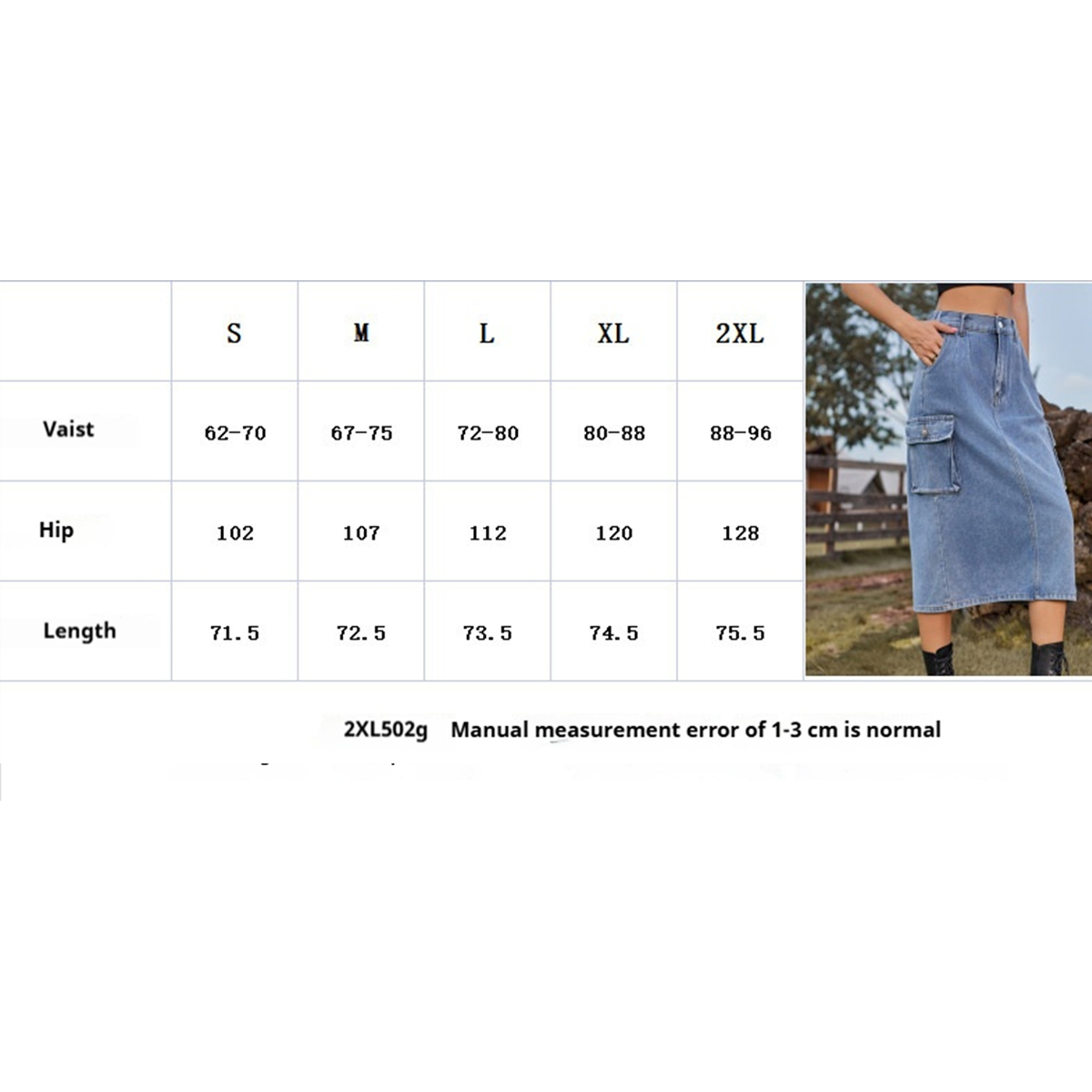 Women?™s Washed Denim Cargo Midi Skirt Slim Fit_CWJSK0198