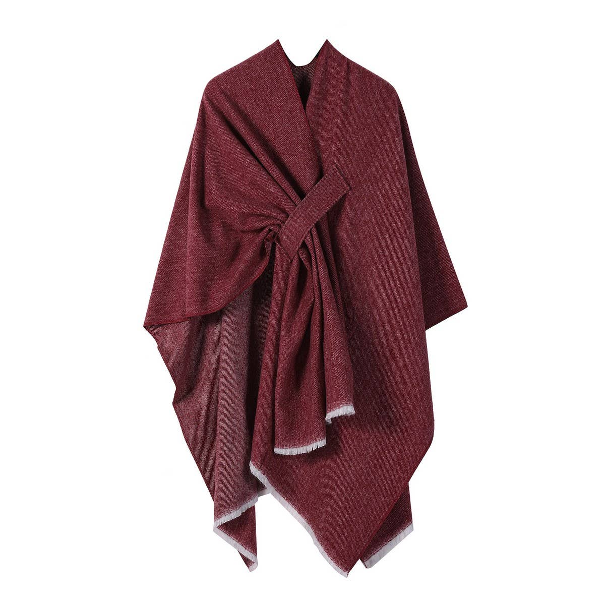 SOLID COLOR FASHIONABLE KNITTED SHAWL CAPE_CWASC2128