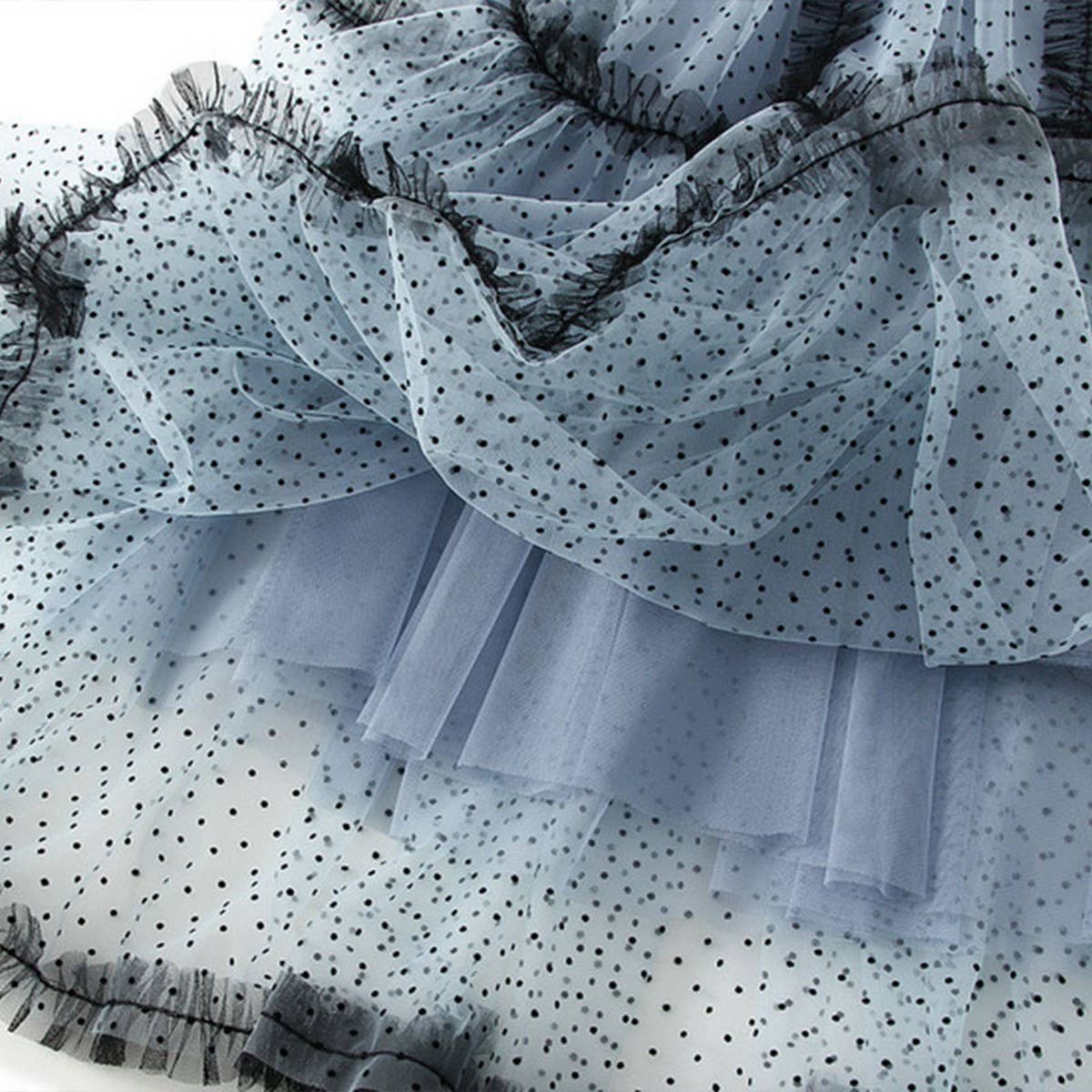 HEAVY MESH SKIRT POLKA DOT A-LINE CAKE LONG SKIRT
