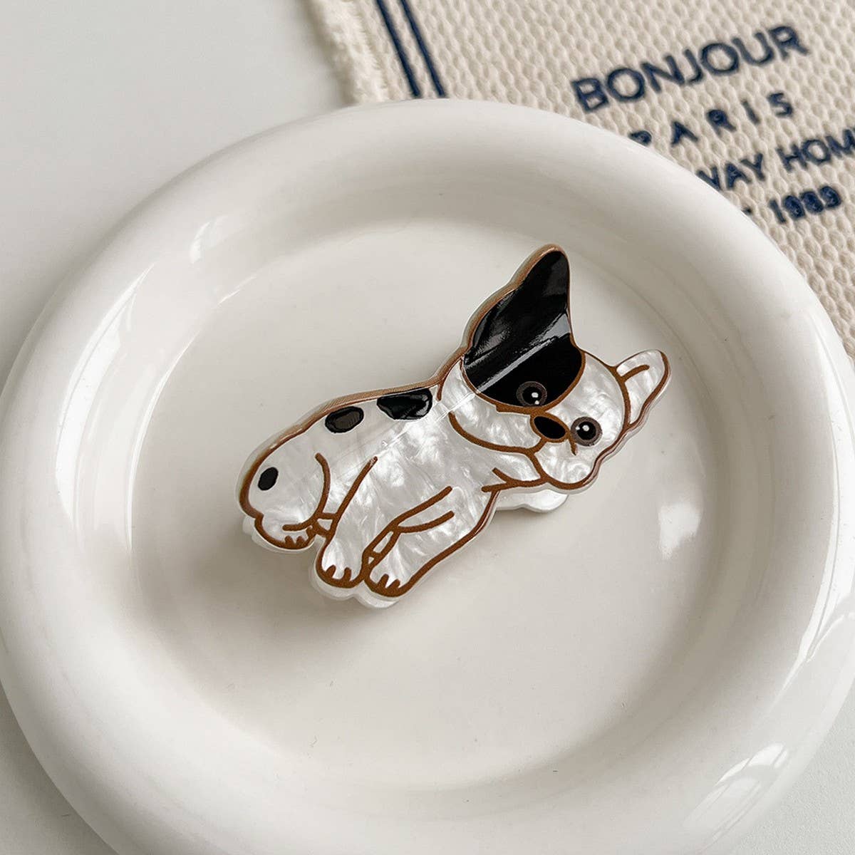 French Cartoon Dog Hair Claw, Cute Puppy Mini Clip