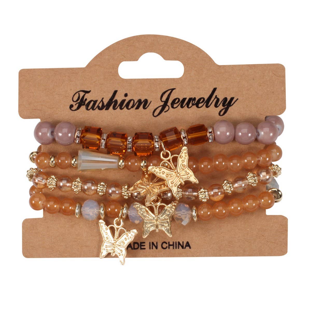 CWMM10435_BOHO BUTTERFLY CRYSTAL BEADED BRACELET SET 4PCS