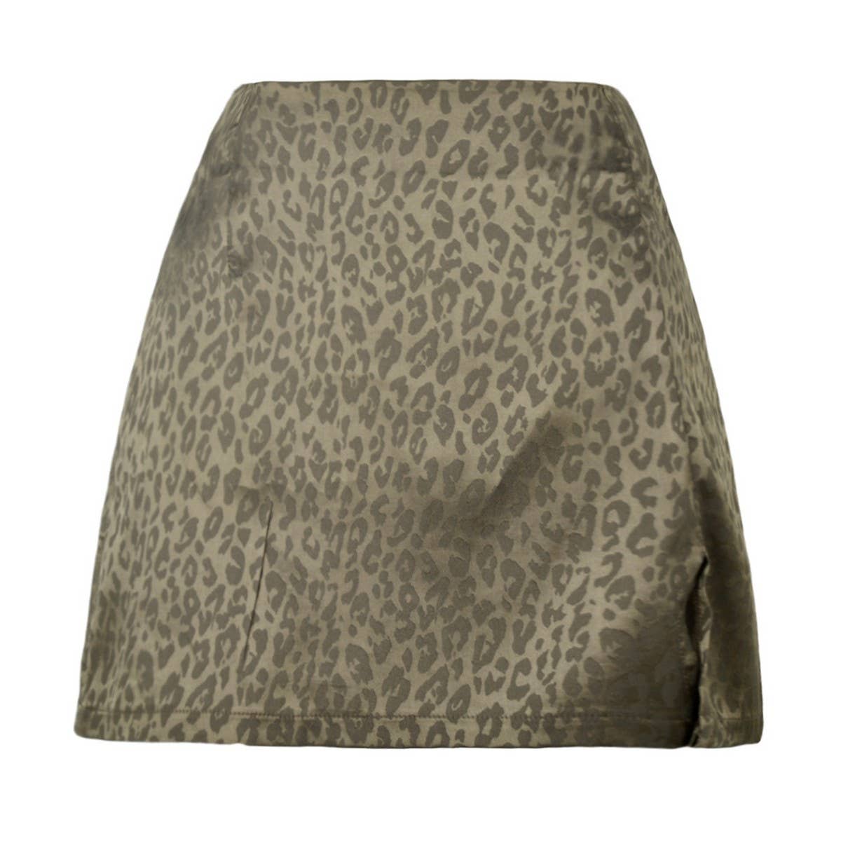 SLIT SHORT SKIRT JACQUARD SATIN ZIPPER SKIRT_CWBSS0407