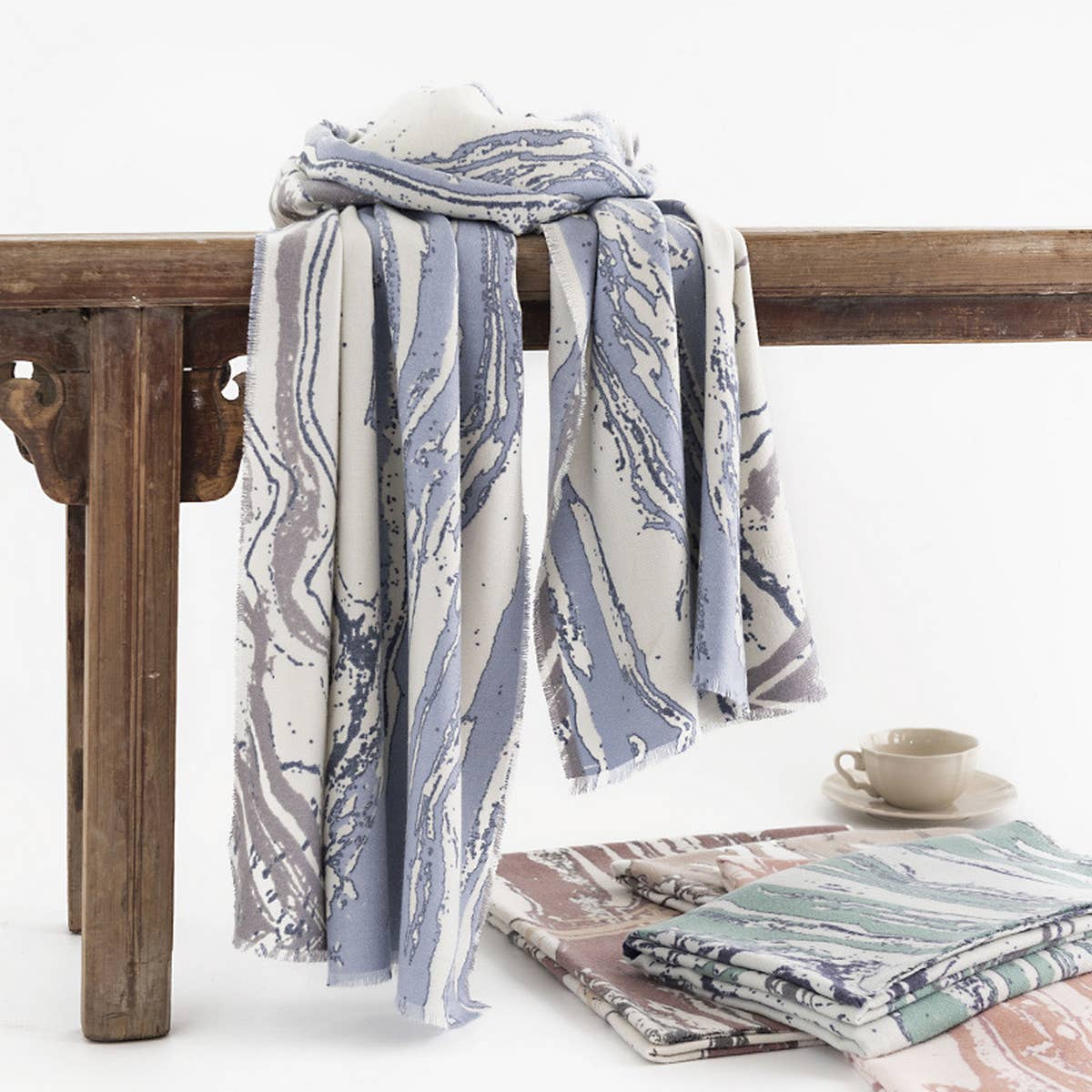 Marble Stripe Scarf ? Soft Winter Wrap