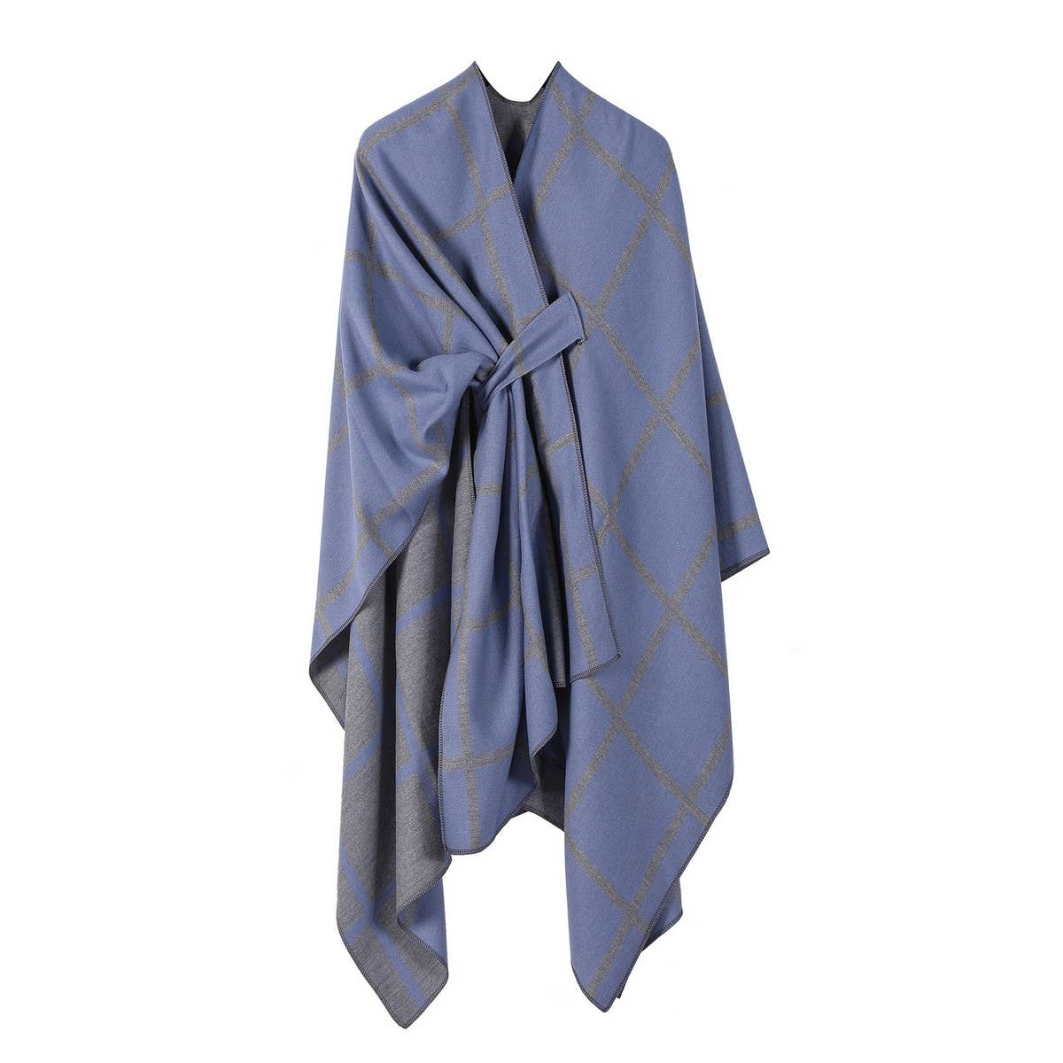 SOLID COLOR FASHIONABLE KNITTED SHAWL CAPE_CWASC2129